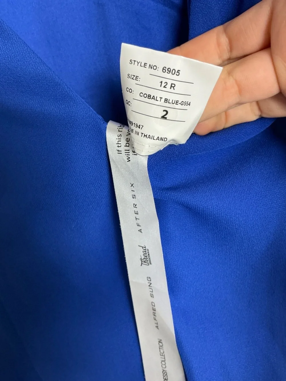 ALFRED SUNG Cobalt Blue Cap Sleeve Crepe Maxi Dress - Picture 5 of 6